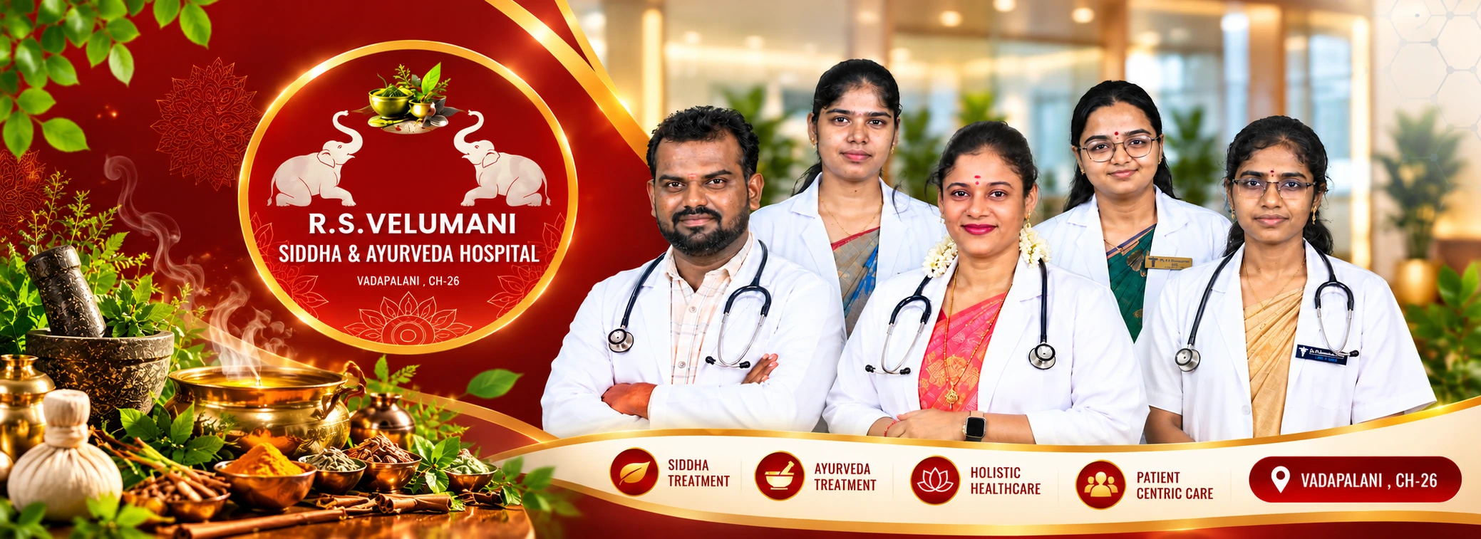 Expert Siddha & Ayurveda Specialist Doctors Team at R S Velumani Hospital Vadapalani